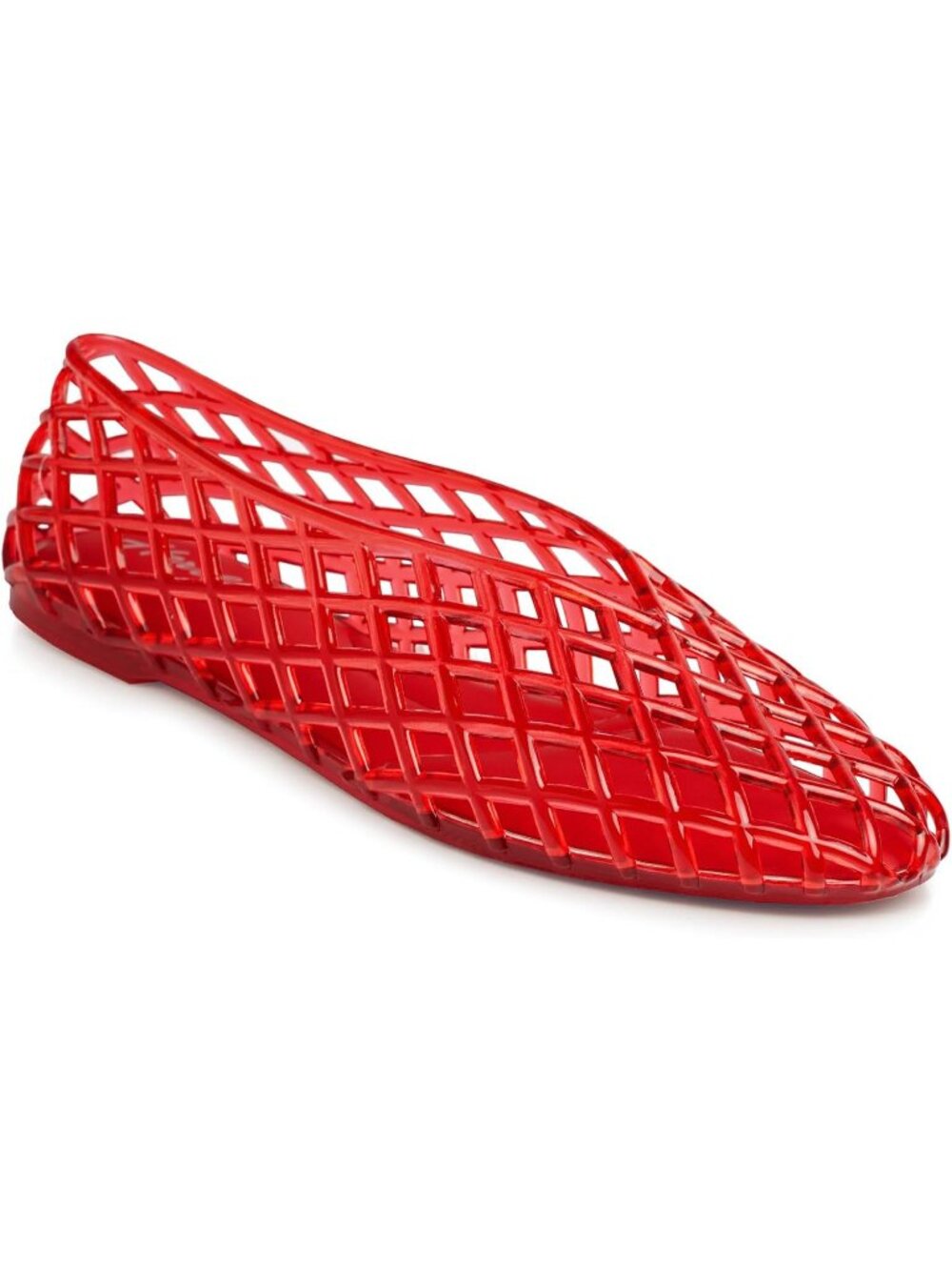 Women's Bright Red Jelly Ballet Flats Hollow Out Slip On Comfort Casual Shoes